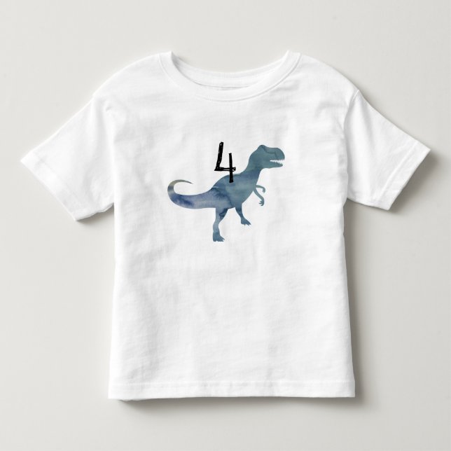 Blue Dinosaur Trex Four Birthday T-shirt (Front)