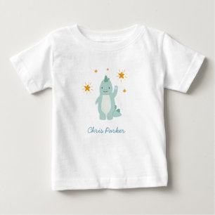 Blue Dinosaur Twinkle Star Boy  Baby T-Shirt