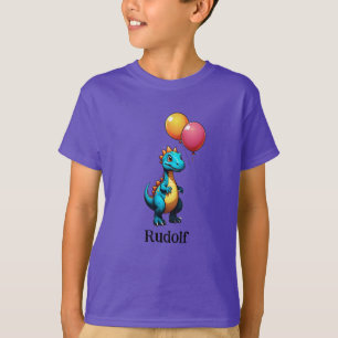 Blue dinosaur with balloons T-Shirt