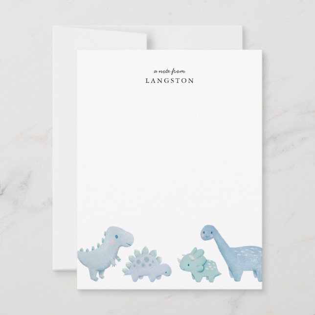 Blue Dinosaurs Kids Note Card (Front)