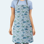 Blue Dinosaurs Pattern Apron<br><div class="desc">Lots of blue dinosaurs, Tyrannosaurus rex, Spinosaurus, Stegosaurus, Diplodocus and Triceratops.
Perfect for both carnivores and herbivores.</div>