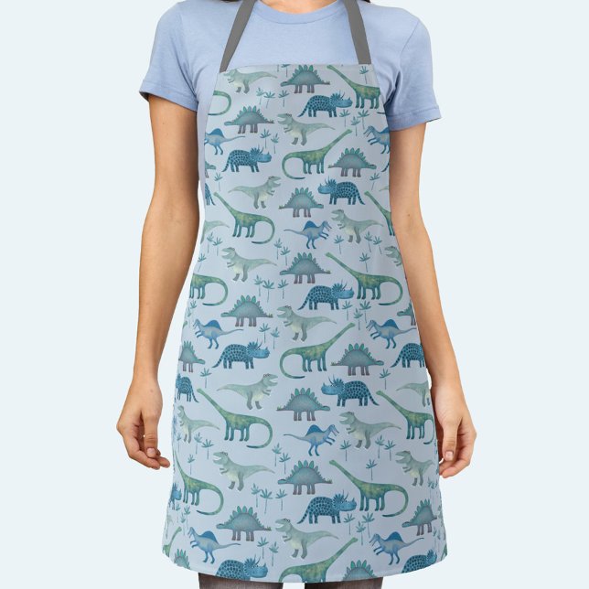 Blue Dinosaurs Pattern Apron (Blue dinosaur pattern apron)