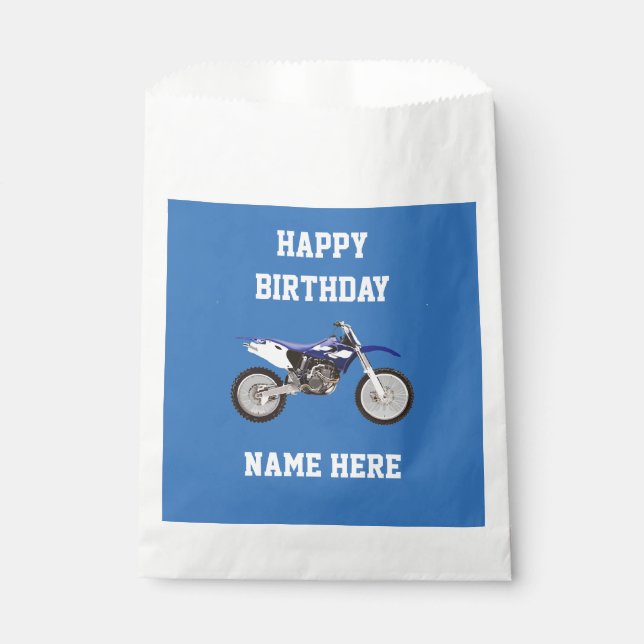 Blue Dirt Bike Birthday Party Gift Favour Bags (Front)