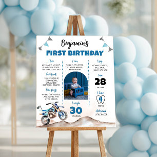 Blue Dirt Bike Birthday Party Milestone Sign