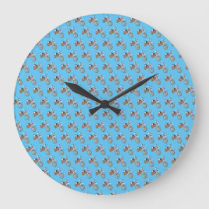 Blue Dirt Motor Bikes, Large Clock
