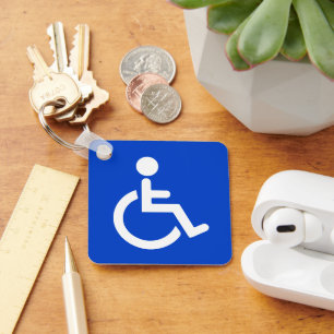 Blue disabled symbol key ring