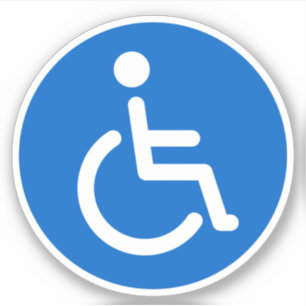 Blue disabled symbol, round stickers