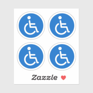 Blue disabled symbol, round stickers, set of four