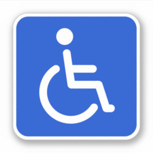 Blue disabled symbol, square with rounded corners