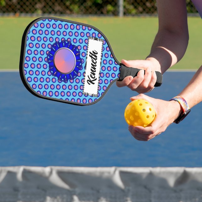 Blue Disc Ribbon by Kenneth Yoncich Pickleball Paddle (Insitu)