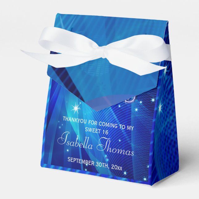 Blue Disco Ball and Sparkle Heels Favour box (Front Side)