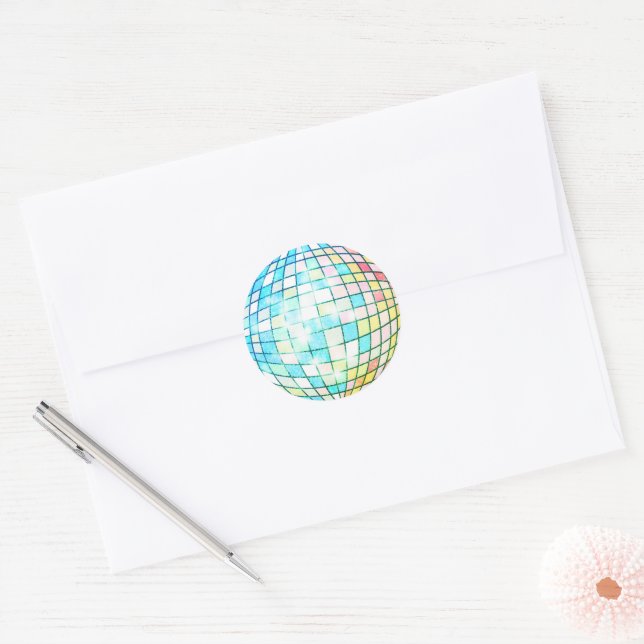Blue Disco Ball Classic Round Sticker (Envelope)