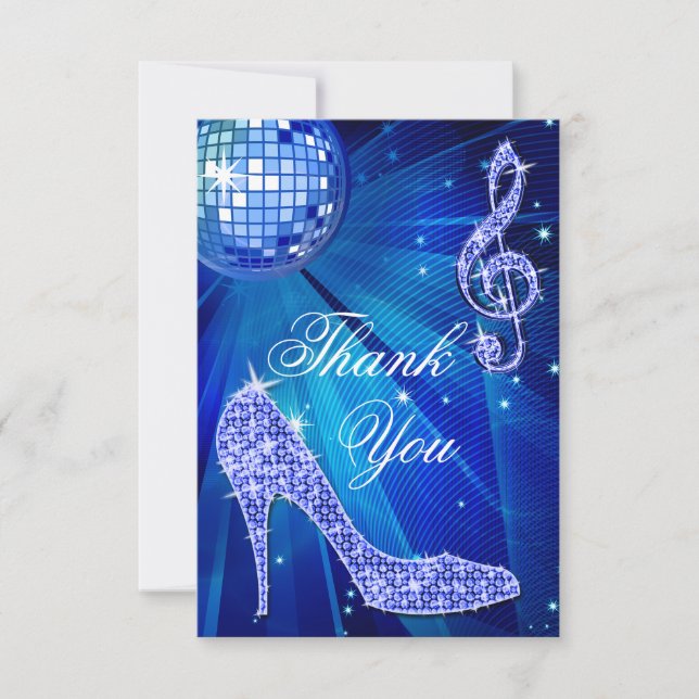 Blue Disco Ball Sparkle Heels Thank You (Front)