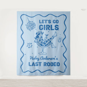 Blue Disco Cowgirl Rodeo Bachelorette Weekend Tapestry
