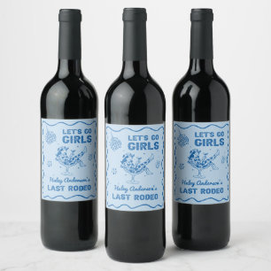 Blue Disco Cowgirl Rodeo Bachelorette Weekend Wine Label