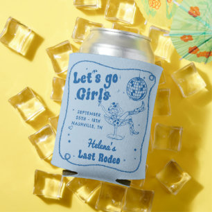 Blue Disco Rodeo Cowgirl Bachelorette Weekend Can Cooler
