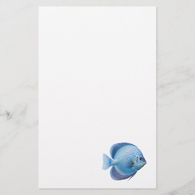 Blue Discus Fish Aquarium Fish Stationary  Stationery (Front)
