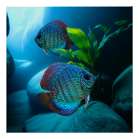 Blue Discus Fish Aquarium Fish Tank Art