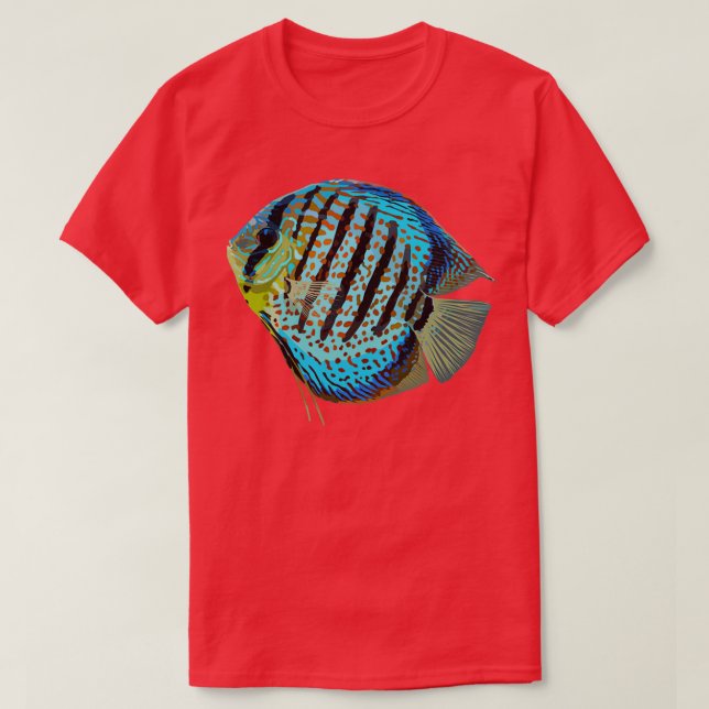 Blue Discus Fish Symphysodon Cichlid Cute Freshwat T-Shirt (Design Front)