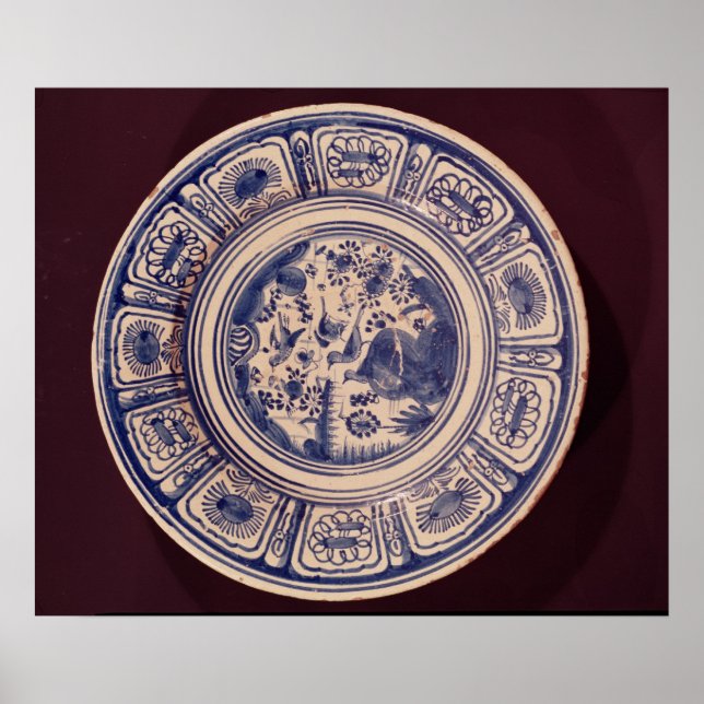 Blue dish, deriving from a late Ming Export Poster (Front)