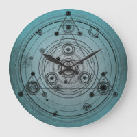 Blue distressed design with sacred geometry symbol