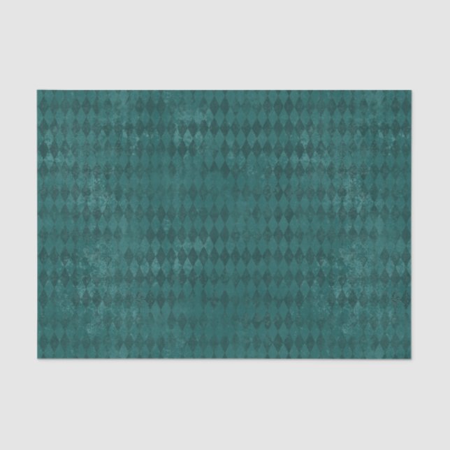 Blue Distressed Harlequin Tissue Paper (Front)