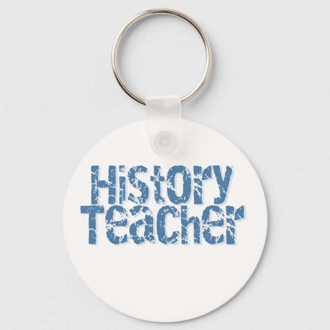 Blue Distressed History Teacher Key Ring (Front)