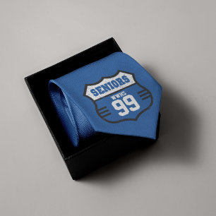Blue Distressed Seniors Road Sign Tie