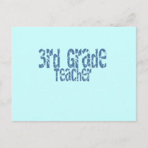 Blue Distressed Text 3rd Grade Teacher Postcard