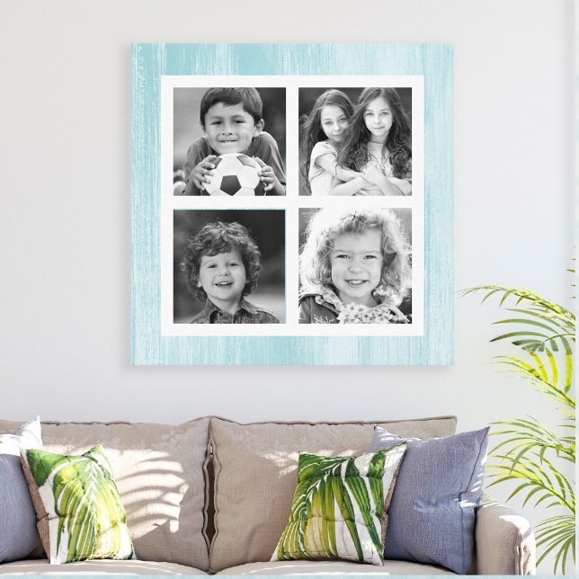 Blue Distressed Wood Black White Canvas Print (Creator Uploaded)