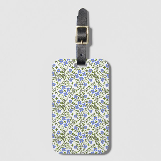 Blue Ditsy Floral Luggage Tag (Front Vertical)
