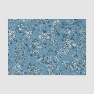 Blue Ditsy Pastel Boho 70s Vintage Floral Tissue Paper