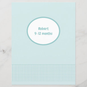 Blue Divider Page Gingham Baby Photo Album Insert