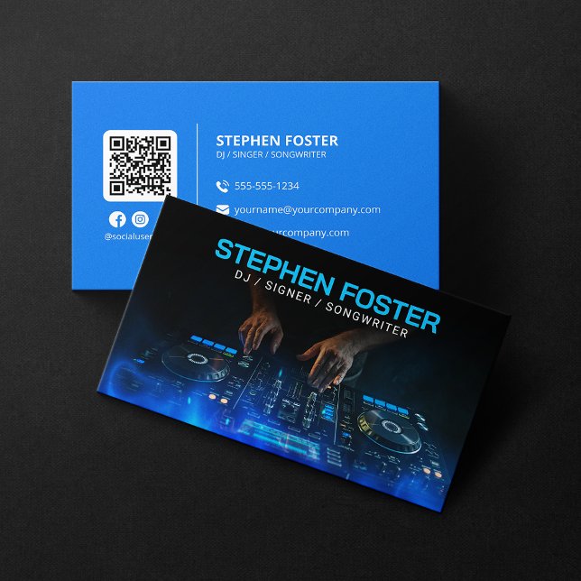 Blue DJs Signer Musician Deejay Music Producer Business Card (Creator Uploaded)