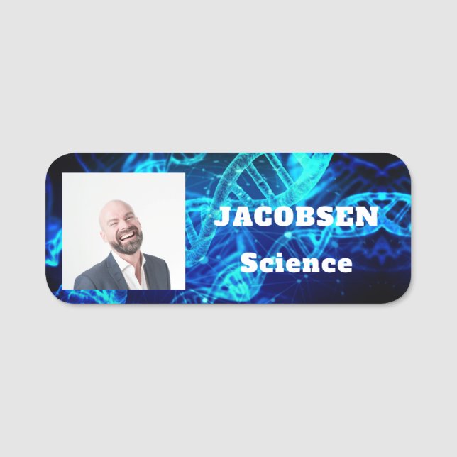 Blue DNA Science Teacher Name Tag (Front)