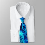 Blue DNA Strands on  Blue Tie<br><div class="desc">Blue DNA strands on a dark blue background make a fun scientific design.</div>
