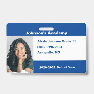 Blue Do It Yourself Custom Homeschool Photo ID Badge