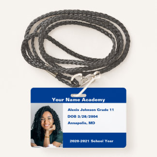 Blue Do It Yourself Custom Homeschool Photo ID Badge