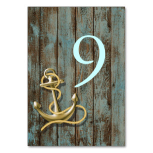 blue dock wood beach anchor nautical wedding table number
