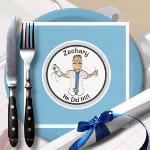 Blue Doctor Physician Medical Graduation Cartoon  Napkin
