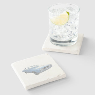 Blue Dodge Coronet Muscle Car Illustration Stone Coaster