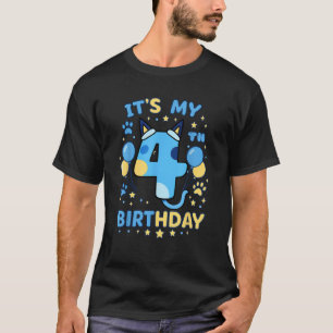 Blue Dog 4th Birthday Boy Theme Party Four Cool 4 T-Shirt