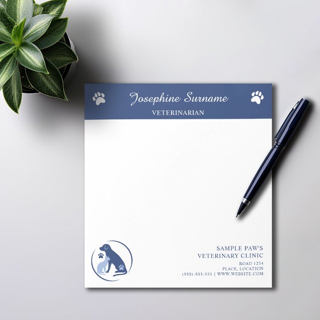 Blue Dog And Cat Logo With Custom Text Vet Clinic Notepad (Creator Uploaded)