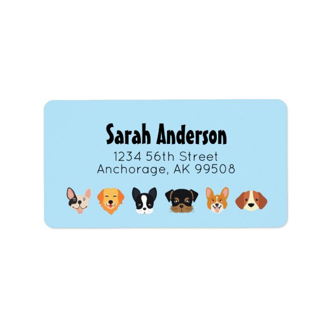 Blue Dog Birthday Let's Pawty  Label (Front)