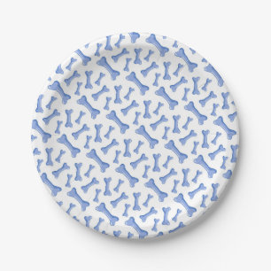 Blue Dog Bones Delicate Cute Puppies Animal Lover Paper Plate