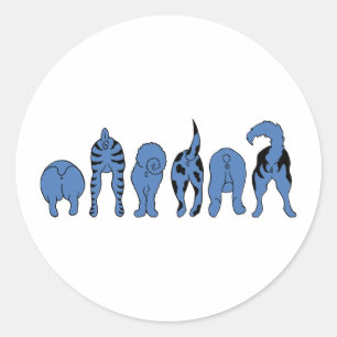 Blue Dog Butts Classic Round Sticker