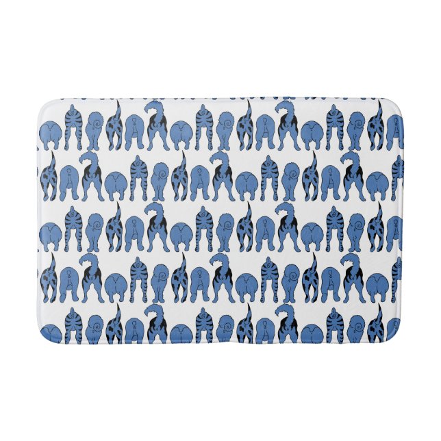 Blue Dog Butts Pattern Bath Mat (Front)