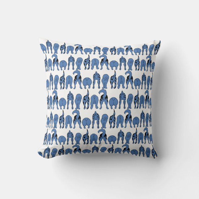 Blue Dog Butts Pattern Cushion (Front)
