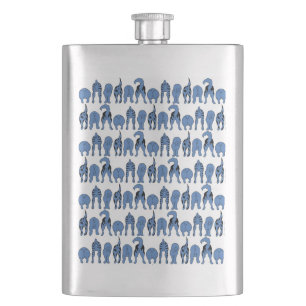 Blue Dog Butts Pattern Hip Flask