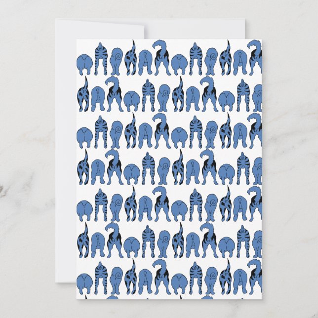 Blue Dog Butts Pattern Holiday Card (Front)